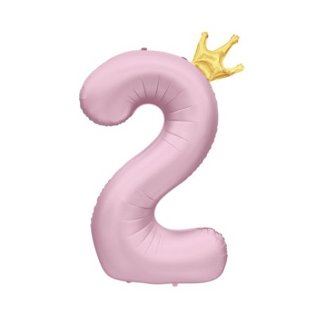 ALBI Balónek fóliový 82 cm světle růžový s korunkou číslo 2