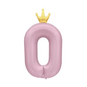 ALBI Balónek fóliový 82 cm světle růžový s korunkou číslo 0