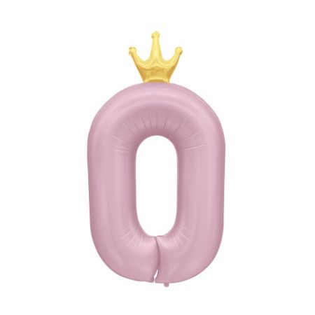 ALBI Balónek fóliový 82 cm světle růžový s korunkou číslo 0