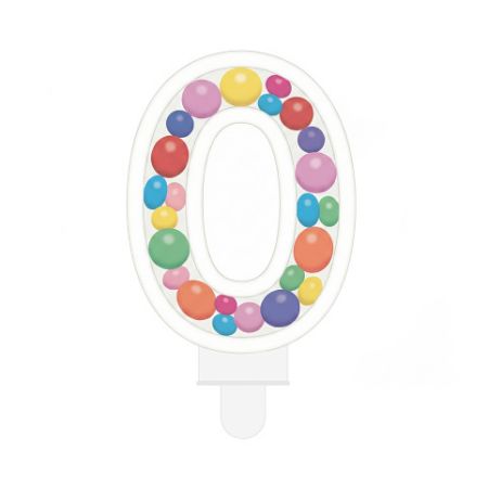 ALBI Svíčka dortová barevné lentilky číslo 0