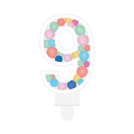 ALBI Svíčka dortová barevné lentilky číslo 9