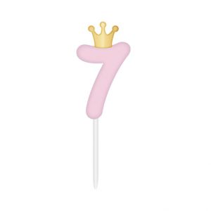 ALBI Svíčka dortová světle růžová s korunkou číslo 7
