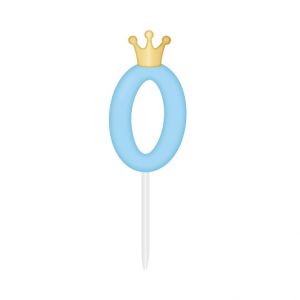 ALBI Svíčka dortová světle modrá s korunkou číslo 0