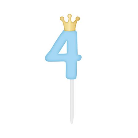 ALBI Svíčka dortová světle modrá s korunkou číslo 4