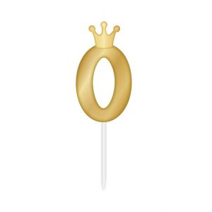 ALBI Svíčka dortová zlatá s korunkou číslo 0