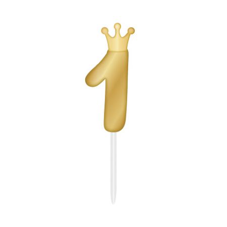 ALBI Svíčka dortová zlatá s korunkou číslo 1
