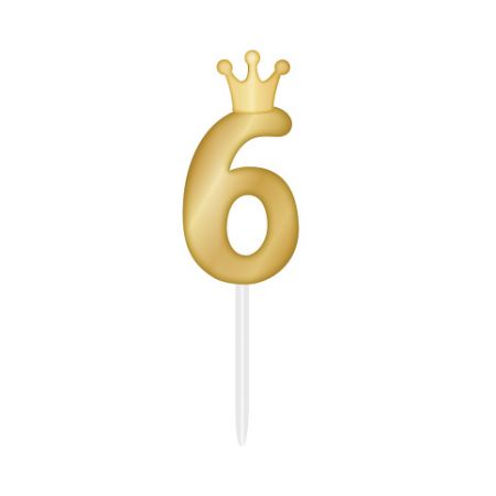 ALBI Svíčka dortová zlatá s korunkou číslo 6