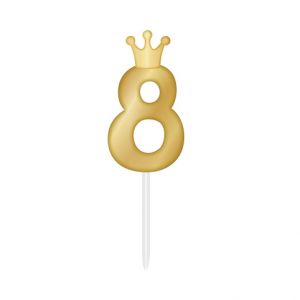 ALBI Svíčka dortová zlatá s korunkou číslo 8