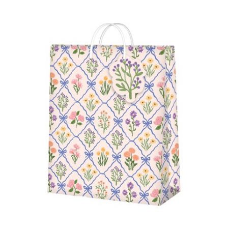 ALBI Dárková taška velká - Květiny v mašličkách (26 × 12,7 × 32,4 cm)