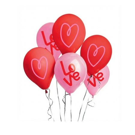 ALBI Balónky latexové Love a srdce růžovo-červené 6 ks