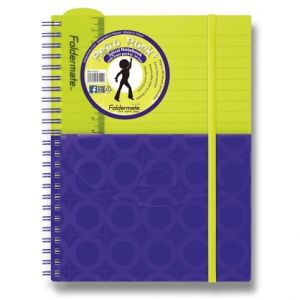 Spirálový blok s kapsou FolderMate Plus A5,80 listů, linkovaný - žluto/fialový