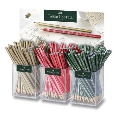 Grafitové tužky Faber-Castell Sparkle X-mas - stojánek, 144 ks, tvrdost B