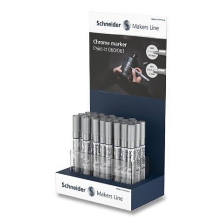 Metalický popisovač Schneider Paint-It 060/061 - stojánek, 30 ks, různé šíře hrotu