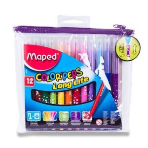 Dětské fixy Maped Color'Peps Long Life - 12 barev, pouzdro na zip