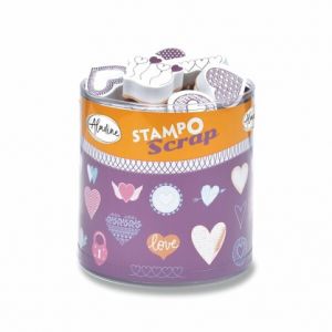 Razítka Stampo Scrap - Srdíčka, 35 ks