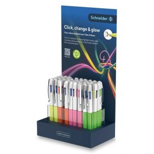Kuličkové pero SCHNEIDER Take 4 Neon - stojánek 36 ks, mix barev