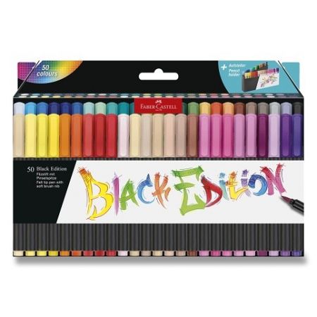 Fixy Faber-Castell Black Edition Brush - stojánek, 50 barev