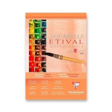 Akvarelový blok Clairefontaine Etival Cold Pressed - A5, 10 listů, 300 g