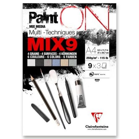 Blok Clairefontaine Paint'ON Mix9 - A4, 27 listů, 250 g