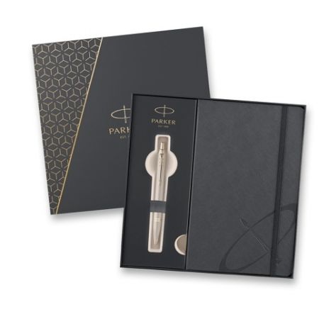 Dárková kazeta Parker IM Monochrome Champagne - sada kuličkové pero a zápisník