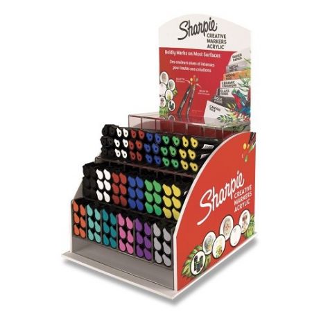 Pultový stojánek Akrylový popisovač Sharpie Bullet/Brush - 108 ks