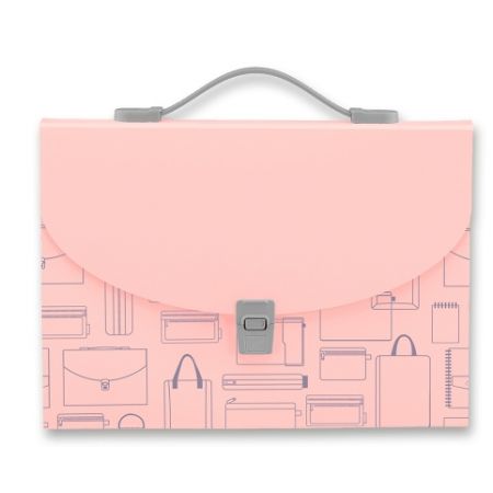 Aktovka Foldermate Vintage, A4, 7 kapes - růžová