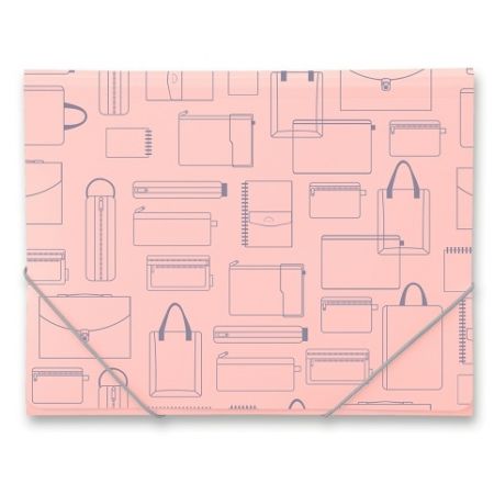 Tříchlopňové desky s gumou Foldermate Vintage A4 - růžová