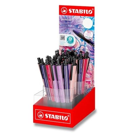 Kuličkové pero STABILO pointball NatureCOLORS Wildflowers Edition - stojánek, 38 ks