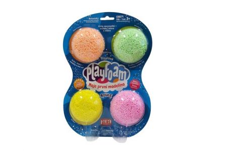 PlayFoam® 4pack třpytivé Modelína/Plastelína kuličková 4 barvy se třpytkami na kartě 19,5x