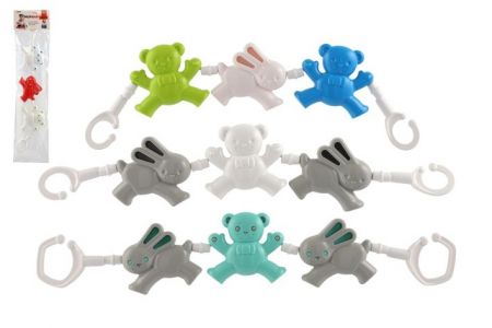 Řetěz/zábrana medvěd zajíc plast 43cm mix barev v sáčku 0m+
