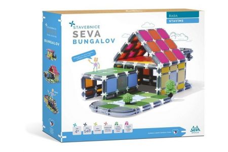 Stavebnice SEVA STAVÍME Bungalov plast 548 dílků v krabici 35x33x7cm
