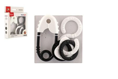 Chrastítko 2 ks kontrastní černobílé plast 13cm 2 barvy v krabičce 12,5x16cm 0m+