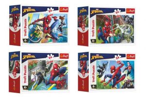 Minipuzzle 54 dílků Spidermanův čas 4 druhy v krabičce 9x6,5x4cm
