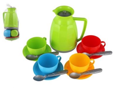 Sada nádobí na čaj plast 13ks v síťce 11x20x11cm 12m+