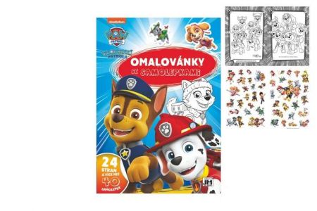 Omalovánky se samolepkami A4 Paw Patrol/Tlapková patrola 21x30cm