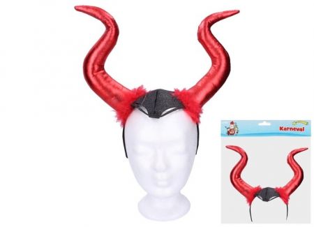 Rohy čertovské čelenka látka/plast v sáčku 34x30cm karneval