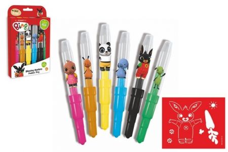 Fixy foukací Králíček Bing 6ks se šablonami v krabičce 12x19cm