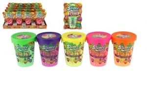 Sliz - hmota 100g v barvě ovoce 8cm 5 druhů v plastové krabičce na kartě