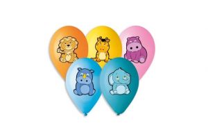Balonek/Balonky nafukovací 5ks s potiskem zvířátka 11-12'' průměr 28-30cm v sáčku