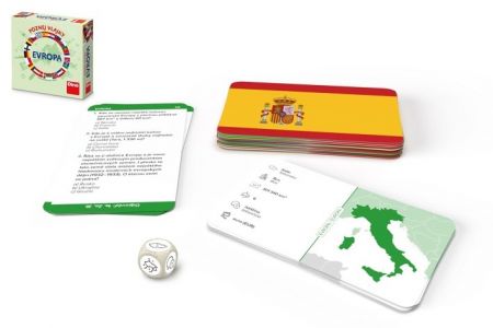 Poznej vlajky Evropa cestovní společenská hra v krabici 13x13cm