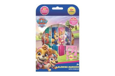 Fixy foukací 6ks se šablonami pro holky Tlapková patrola/Paw patrol v krabičce 12x19cm