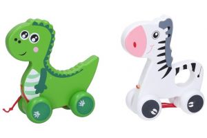 Zvířátko tahací dřevěné 12x13cm 3 druhy v sáčku