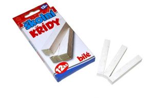 Křídy školní bílé 12 ks v krabičce 7x11cm