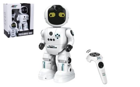 Robot na infra ovládání plast 26cm na baterie se světlem se zvukem v krabici 26x31x11cm