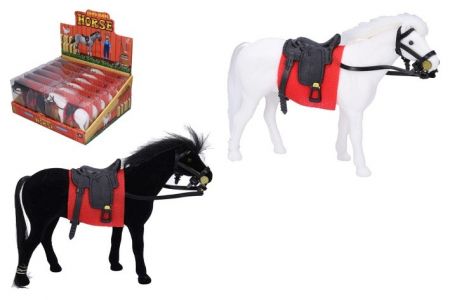 Kůň fliška se sedlem 14cm 2 barvy v plastové krabičce 14,5x12cm