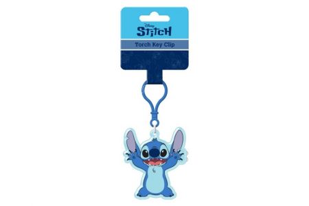 Přívěsek na klíče/Klíčenka Lilo a Stitch plast 11cm na baterie se světlem na kartě