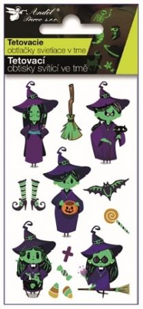 Tetovací obtisky svítící ve tmě Čarodějky 10,5 x 6 cm