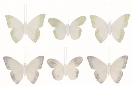 Motýli s glitry na klipu 9,5 x 9 x 2 cm, 6 ks v sáčku