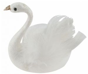 Labuť s glitry na klipu 10 x 9,5 x 5 cm