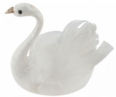 Labuť s glitry na klipu 10 x 9,5 x 5 cm
